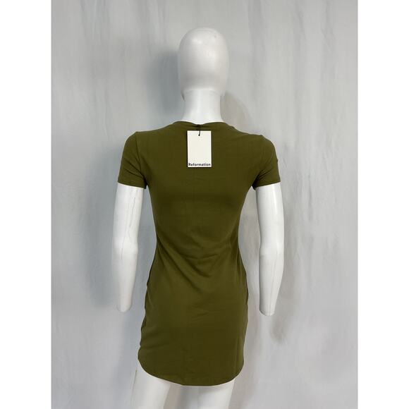 Reformation 'Nadia' Green Cotton Knit Dress Size XS - Picture 3 of 5